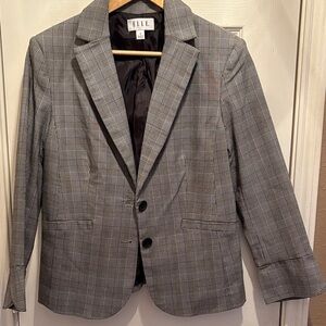 Elle Gray Checkered Women's Blazer